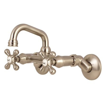 Kingston Brass Two-Handle Wall Mount Bar Faucet, Brushed Nickel KS212SN